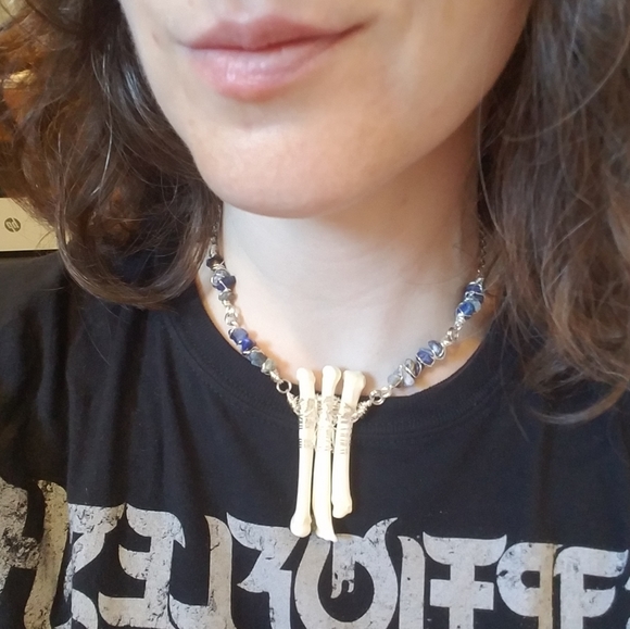 Coyote Foot Bone Sodalite Wrapped Choker - Picture 8 of 12